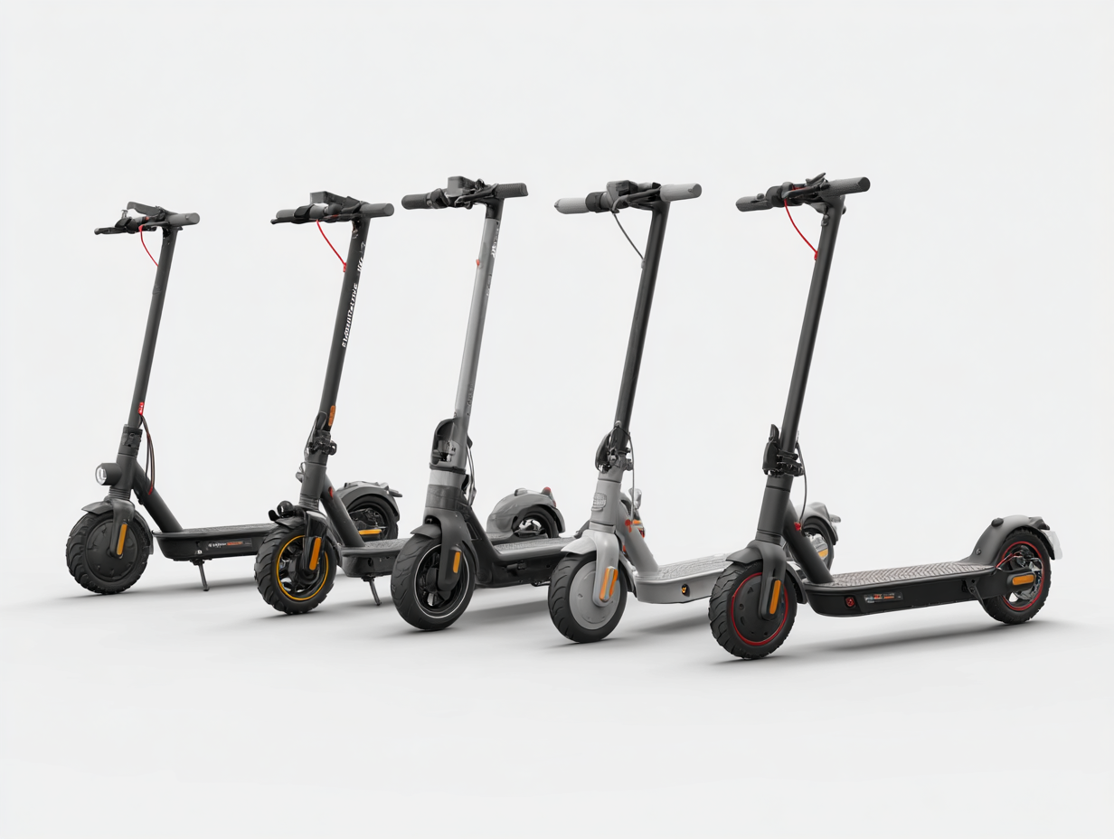 Side-by-side comparison of 4 street legal electric scooters: TurboAnt M10 Pro, Apollo City 2024, Gotrax GXL V2, and Segway Ninebot MAX G2